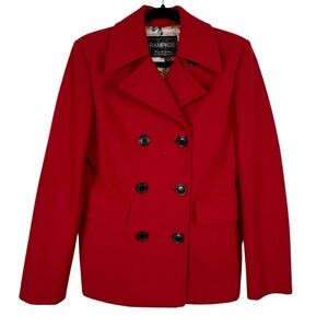 Rampage Y2K Vintage Cherry Red Wool Blend Peacoat Jacket Women’s Size Small